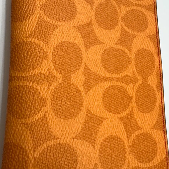 Coach Corner Zip Wristlet Bag In Signature Canvas Mandarin Orange - NWT - Picture 9 of 10